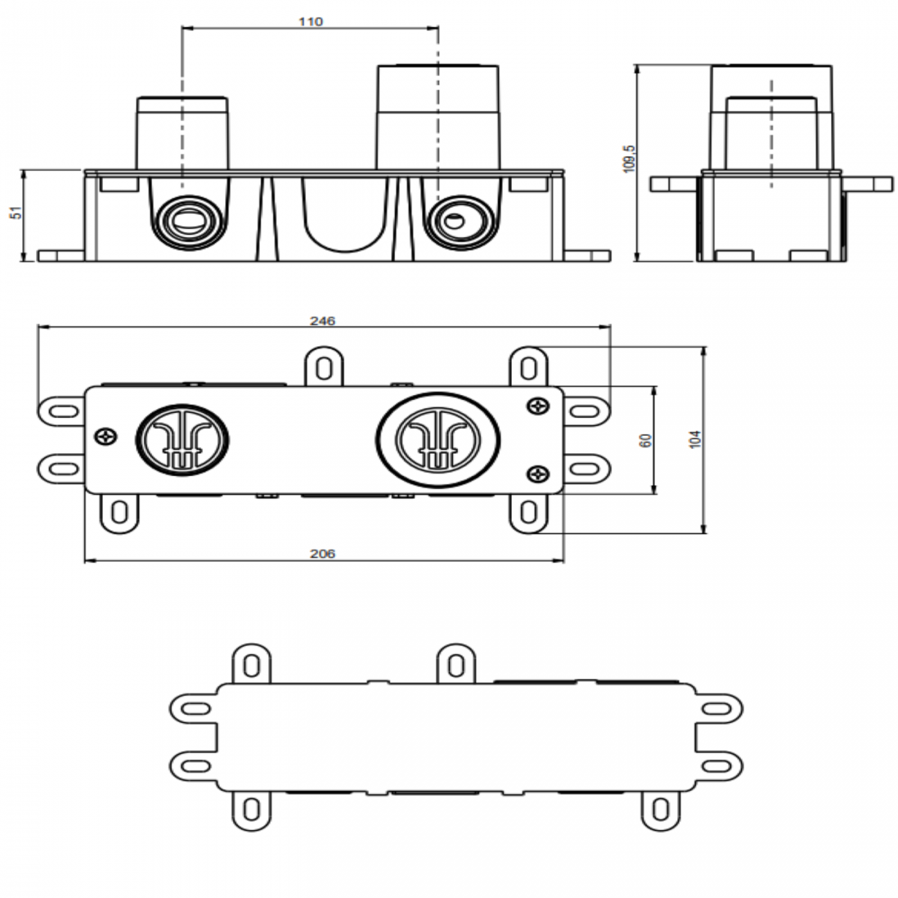 F.lli Frattini Vitadue, Battery washbasin wall mounted