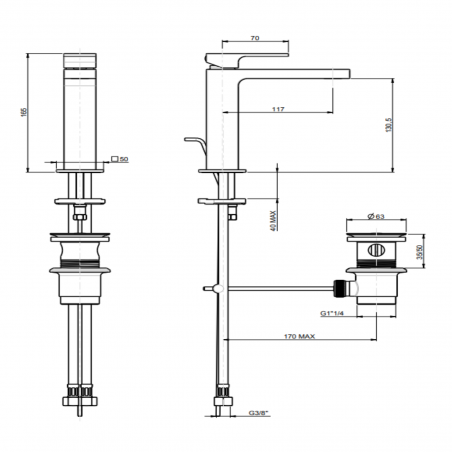 F.lli Frattini Vitadue, Monocomando per lavabo con scarico 11/4