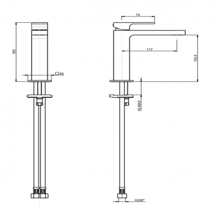 F.lli Frattini Vitadue, Single-lever washbasin mixer without pop-up waste
