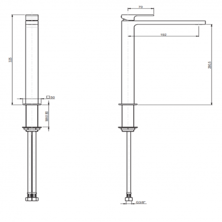 F.lli Frattini Vitadue, High version single-lever washbasin mixer without waste
