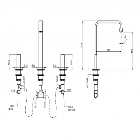 F.lli Frattini Vitadue, Washbasin battery with fixed mouth