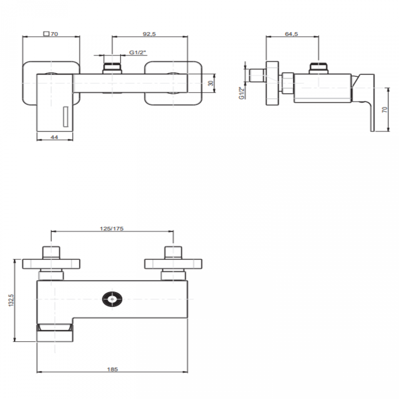 F.lli Frattini Vitadue, External single-lever shower mixer with 3/4 upper connection