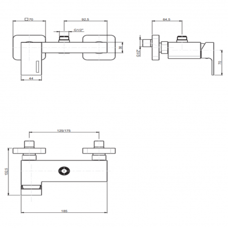 F.lli Frattini Vitadue, External single-lever shower mixer with 3/4 upper connection