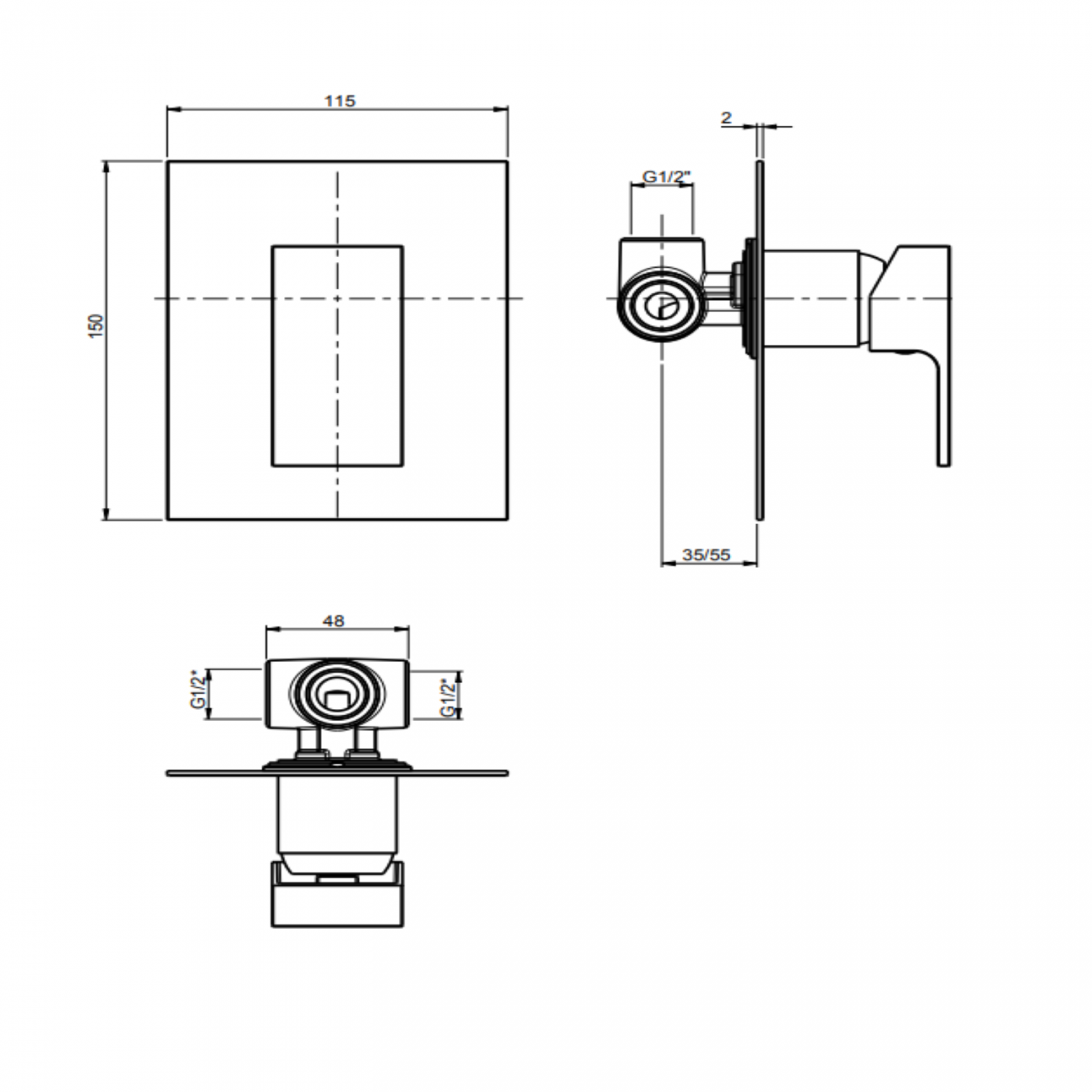 F.lli Frattini Vitadue, Single lever built-in shower