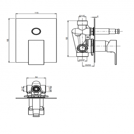 F.lli Frattini Vitadue, Built-in single lever with diverter