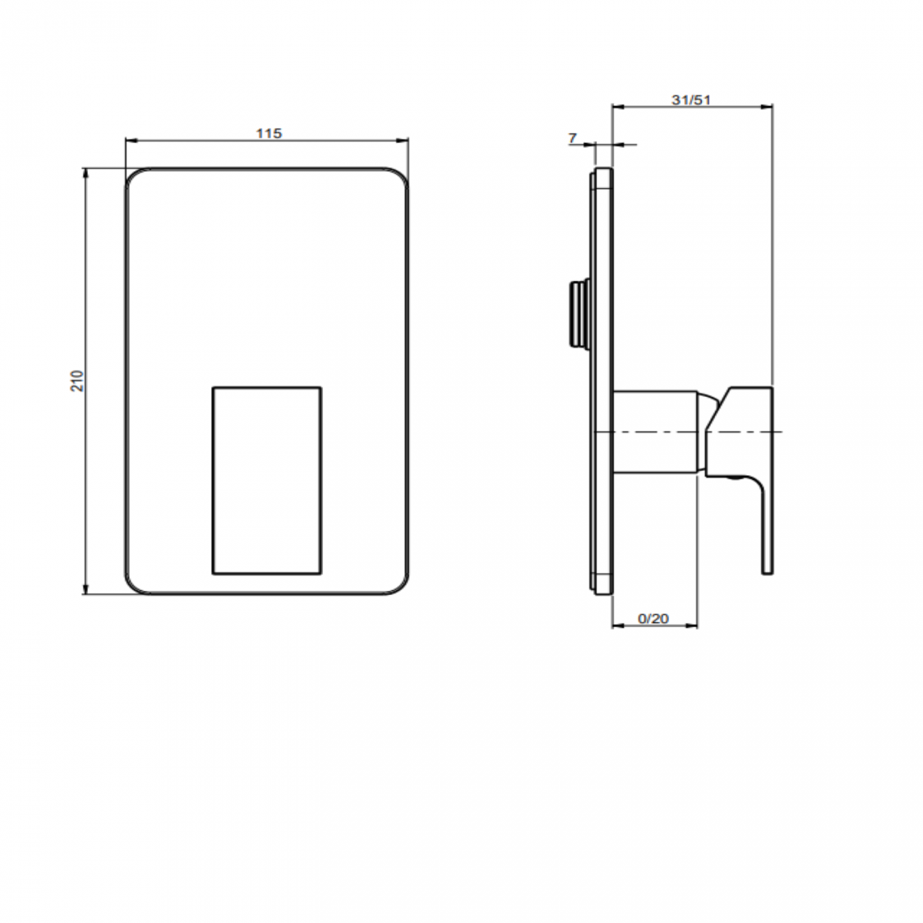 F.lli Frattini Vitadue, Single lever recessed 1 way, ABS plate