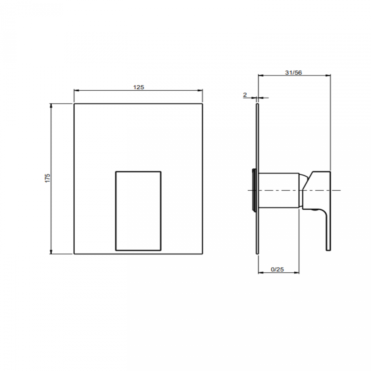 F.lli Frattini Vitadue, Single lever recessed 1 way, brass plate