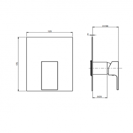 F.lli Frattini Vitadue, Single lever recessed 1 way, brass plate