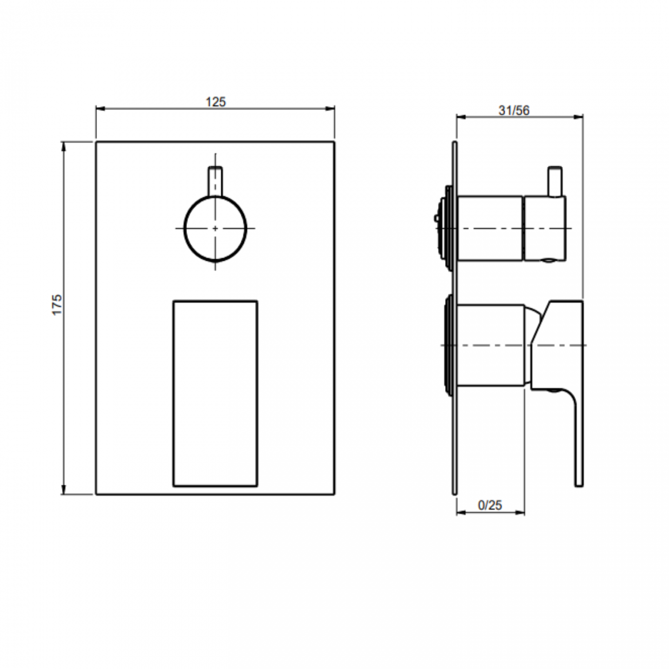 F.lli Frattini Vitadue, Single-lever recessed 2-way, brass plate