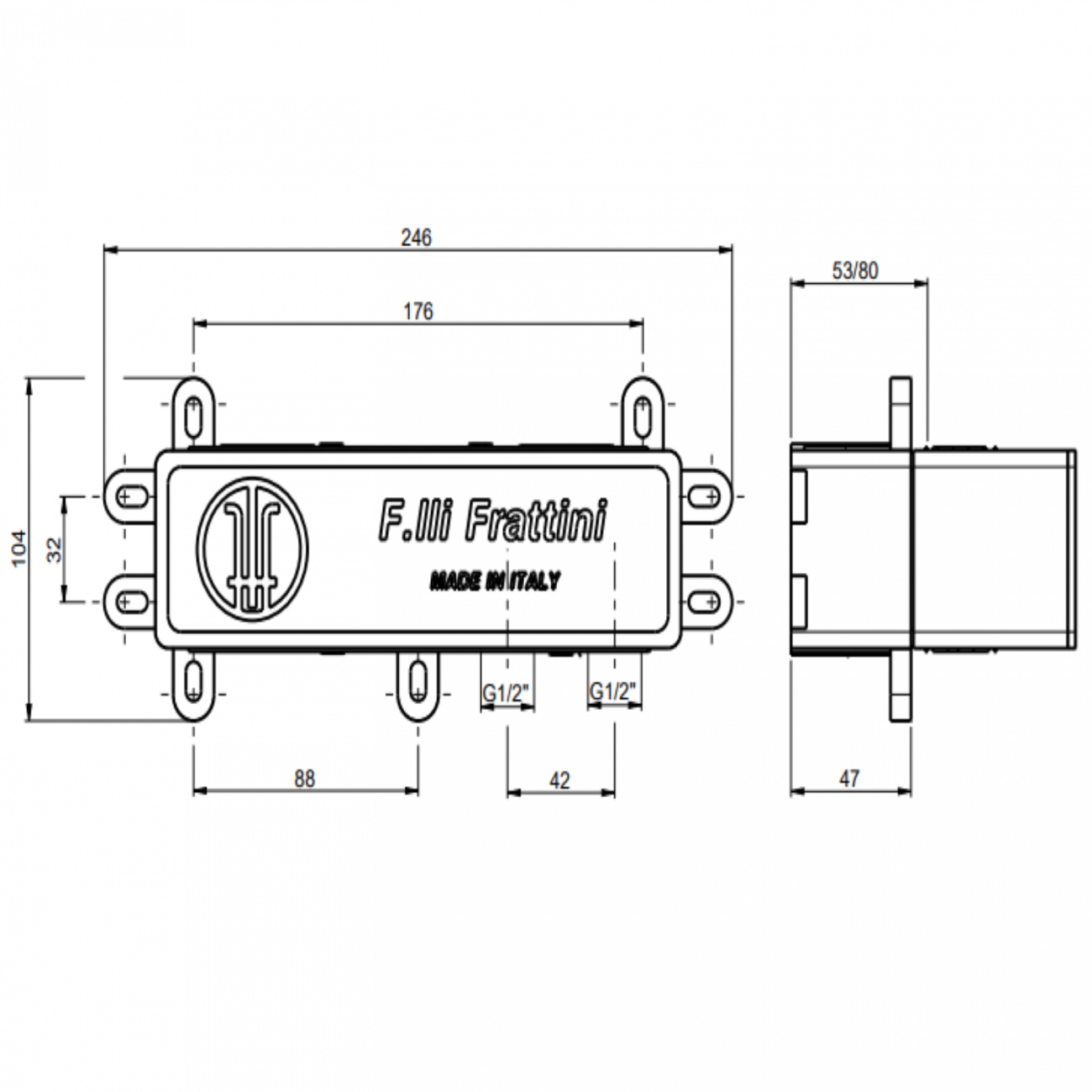 F.lli Frattini Vitadue, Single-lever recessed 2-way with diverter