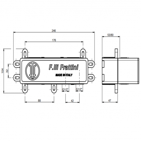 F.lli Frattini Vitadue, Monocommande encastrée à 2 voies avec déviateur