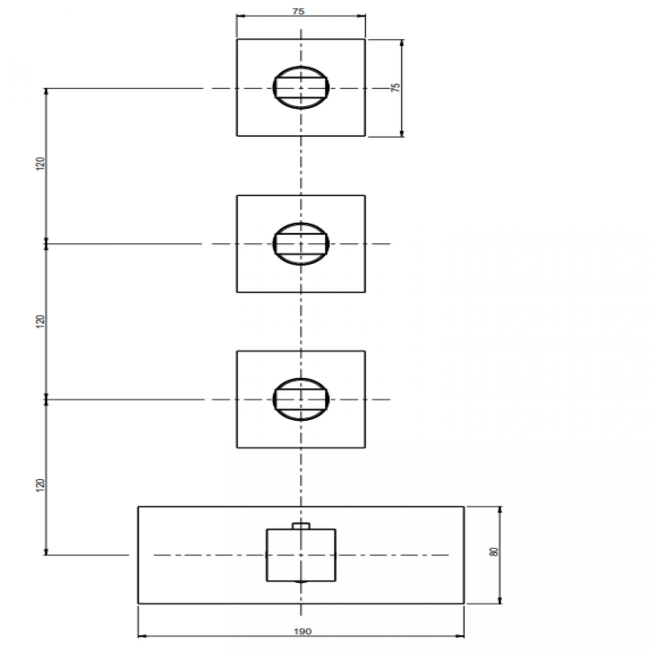 F.lli Frattini Vita M Style, Mélangeur thermostatique encastré 3 voies