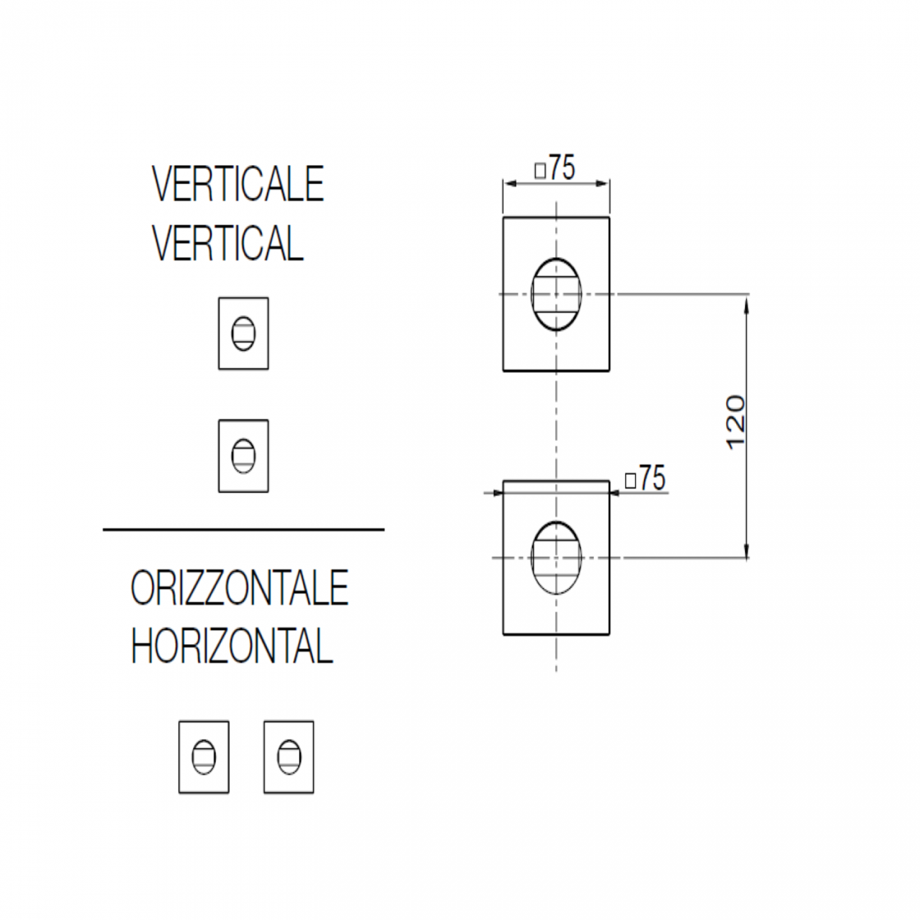 F.lli Frattini Vita M Style, Composant 2 voies pour douche encastré