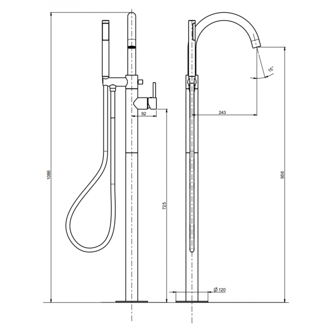 F.lli Frattini Pepe XL, Single lever bath floor