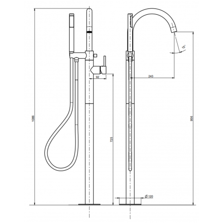 F.lli Frattini Pepe XL, Single lever bath floor