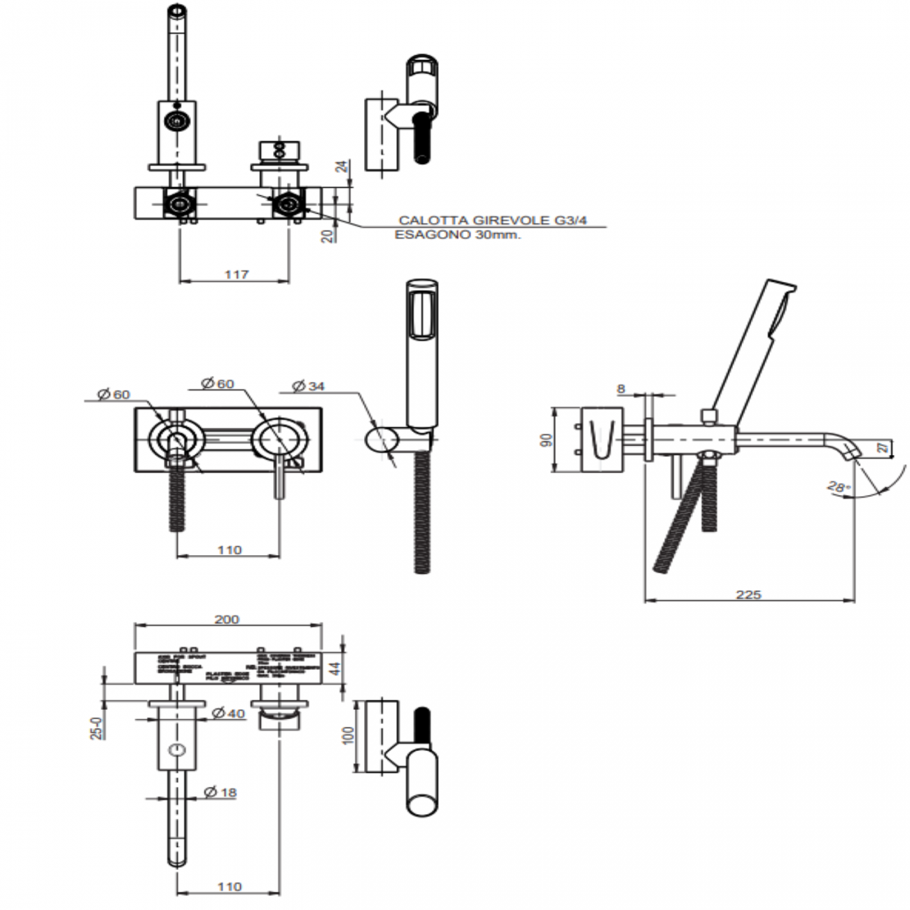 F.lli Frattini Pepe XL, Single lever recessed bathtub
