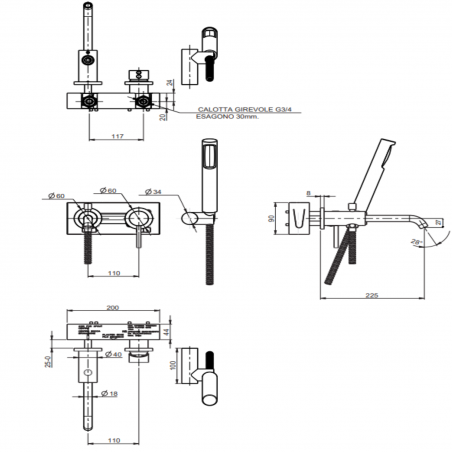 F.lli Frattini Pepe XL, Single lever recessed bathtub