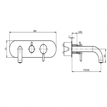 F.lli Frattini Pepe XL, Monocommande baignoire encastrée à 2 voies