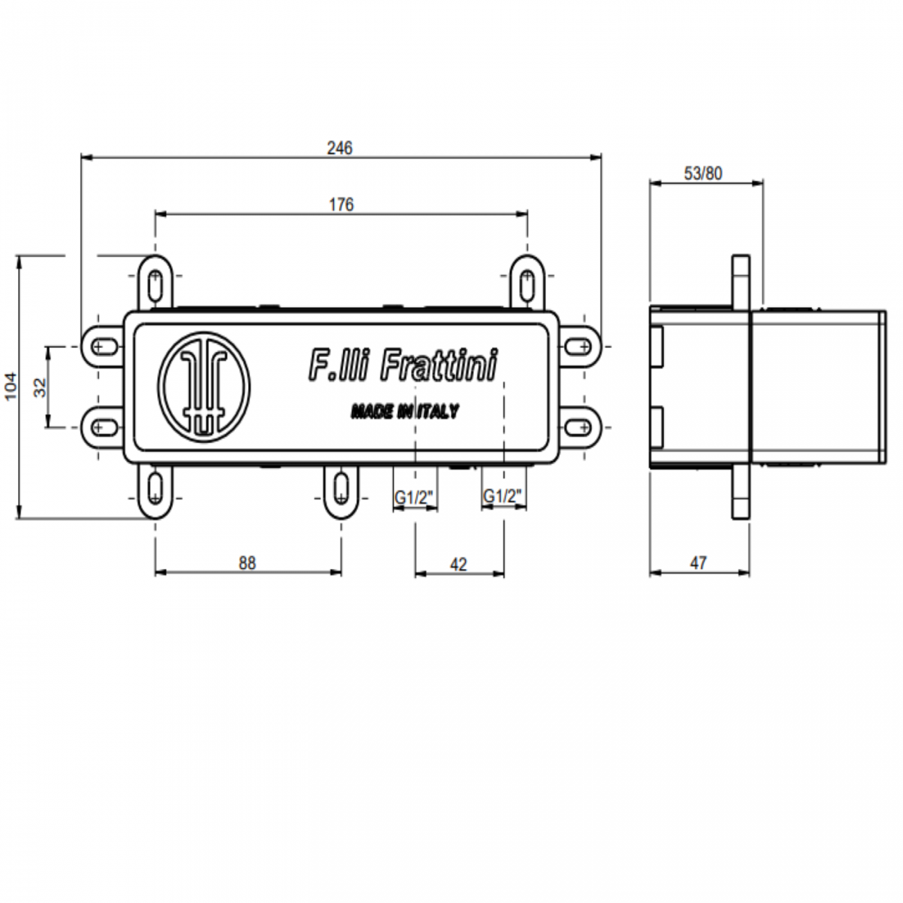 F.lli Frattini Pepe XL, Monocommande baignoire encastrée à 2 voies