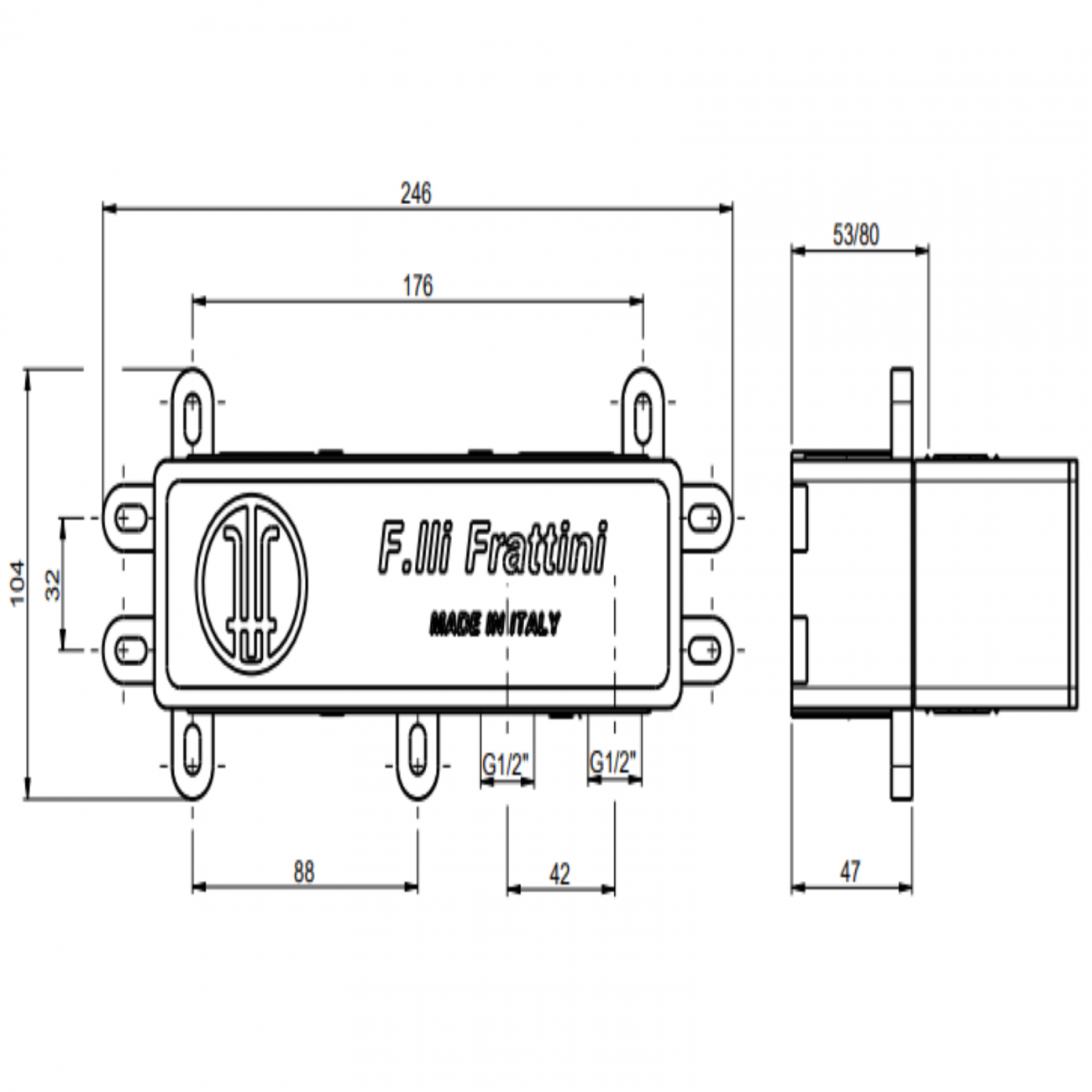 F.lli Frattini Pepe XL, Single lever built-in 2-way bathtub