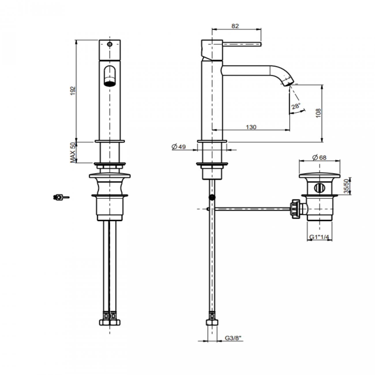 F.lli Frattini Pepe XL, Monocomando per lavabo senza scarico