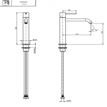 F.lli Frattini Pepe XL, Mitigeur de lavabo medium sans vidage