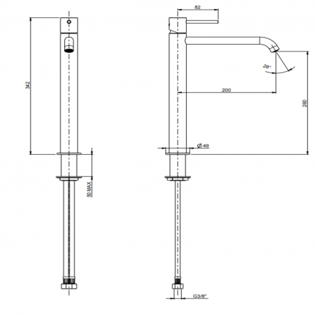 F.lli Frattini Pepe XL, Single lever high washbasin