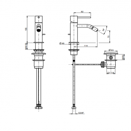 F.lli Frattini Pepe XL, Mitigeur de bidet sans vidage