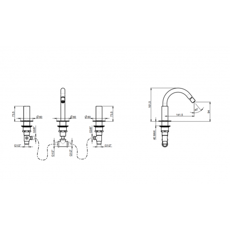F.lli Frattini Pepe XL, Batteria bidet con bocca alta fissa