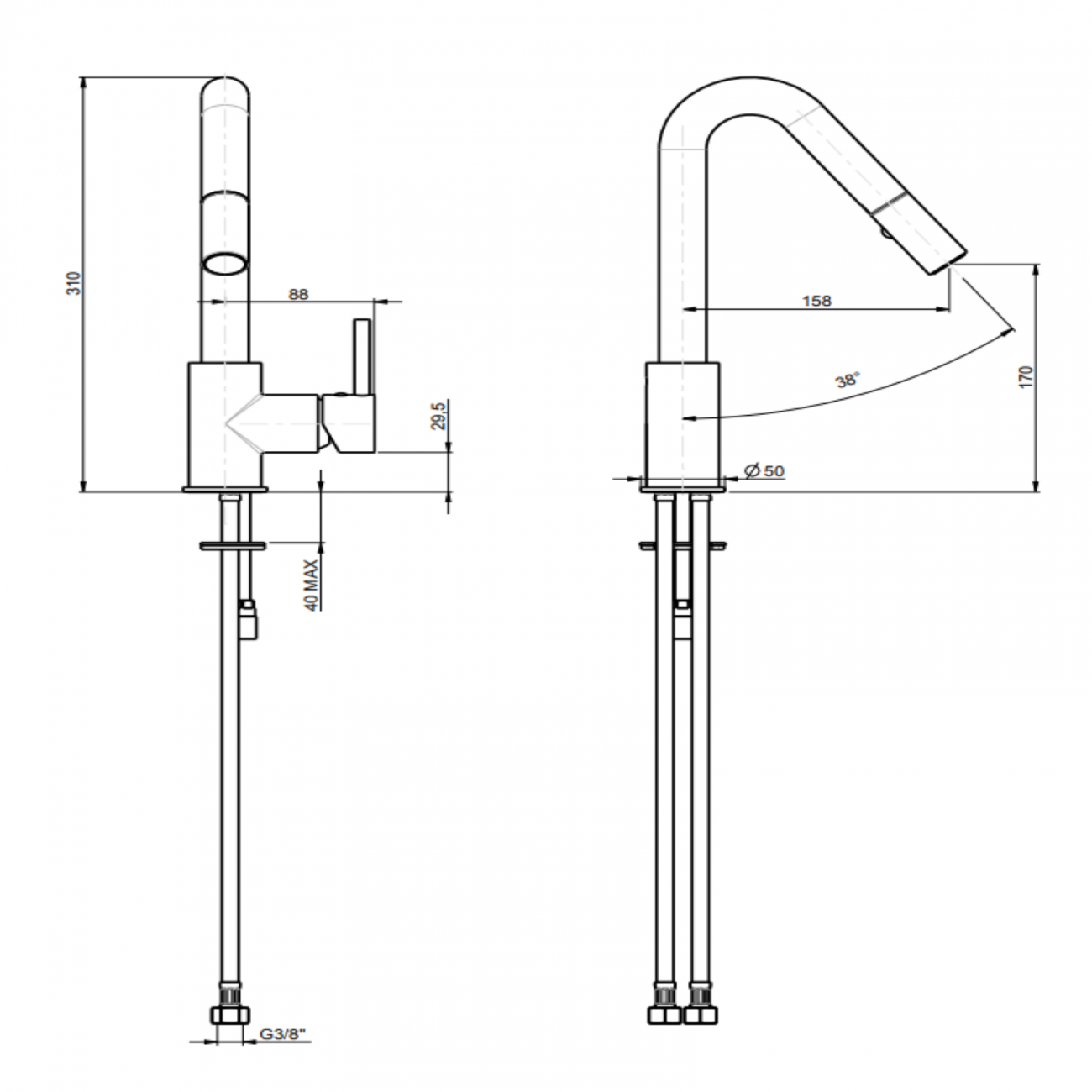 F.lli Frattini Pepe XL, Monocommande bouche tournante
