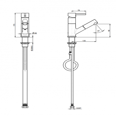 F.lli Frattini Pepe XL, Monocomando per lavabo con doccetta estraibile