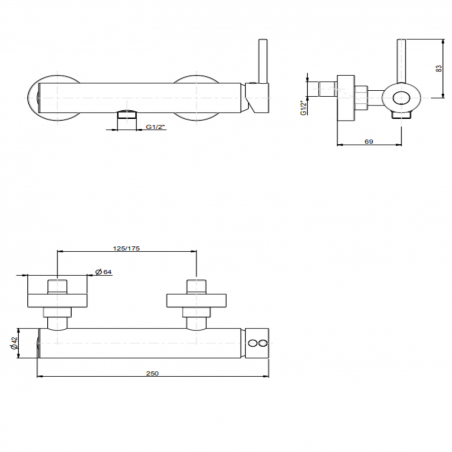 F.lli Frattini Pepe XL, External single-lever shower mixer with 1/2 lower connection