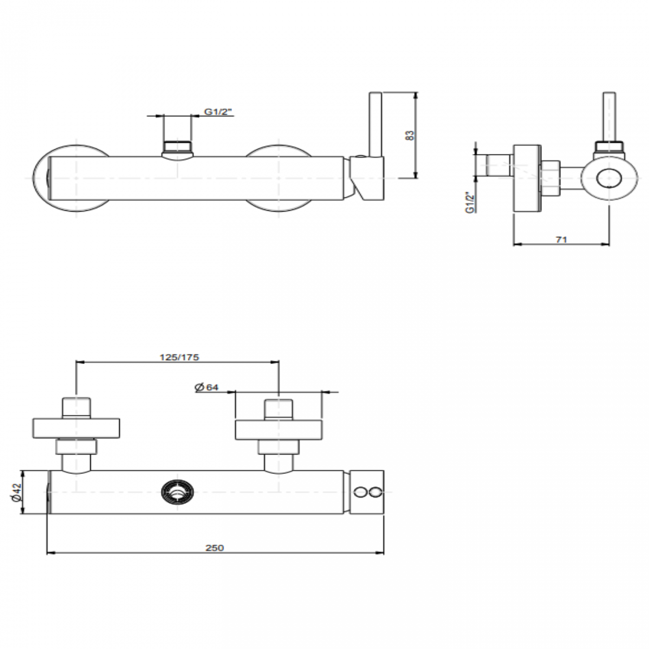 F.lli Frattini Pepe XL, External single-lever shower mixer with 3/4 upper connection