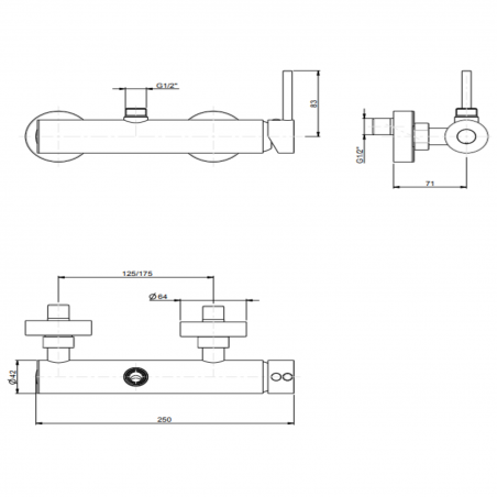 F.lli Frattini Pepe XL, External single-lever shower mixer with 3/4 upper connection