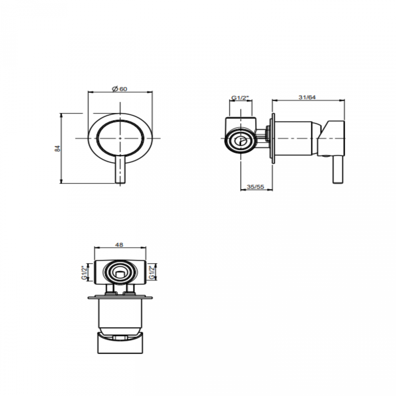 F.lli Frattini Pepe XL, Monocomando incasso per doccia