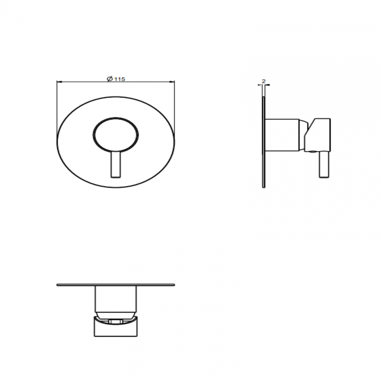 F.lli Frattini Pepe XL, Single-lever recessed shower, brass plate