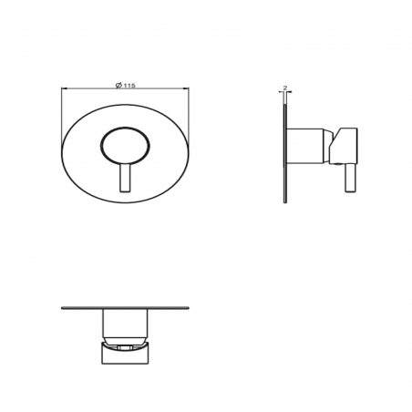 F.lli Frattini Pepe XL, Single-lever recessed shower, brass plate