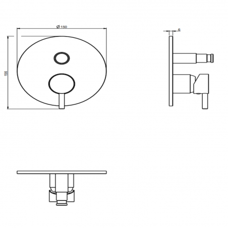 F.lli Frattini Pepe XL, Built-in single lever with automatic diverter, ABS plate
