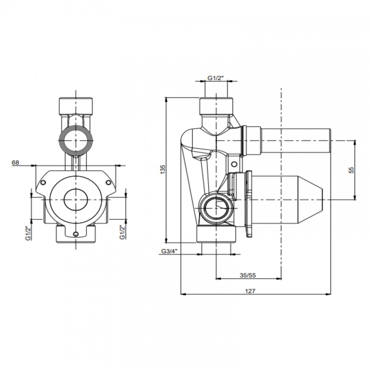 F.lli Frattini Pepe XL, Built-in single lever with automatic diverter, ABS plate