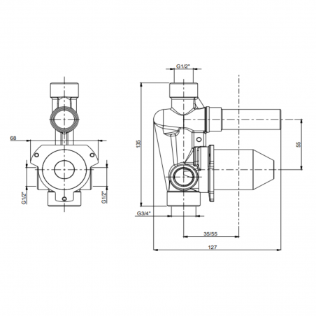 F.lli Frattini Pepe XL, Monocomando incasso con deviatore automatico, piastra in ABS