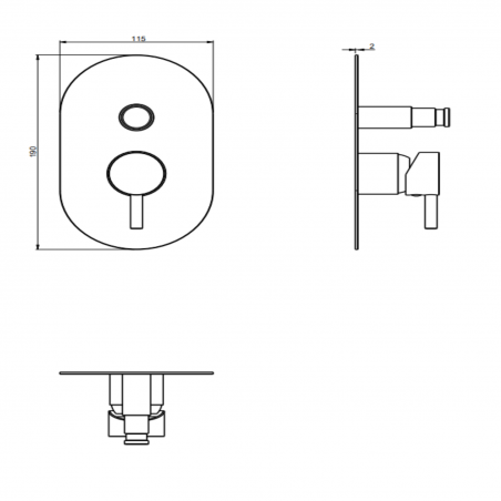 F.lli Frattini Pepe XL, Monocomando incasso con deviatore, piastra in ottone
