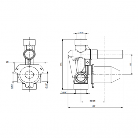 F.lli Frattini Pepe XL, Monocomando incasso con deviatore, piastra in ottone