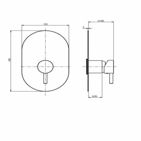 F.lli Frattini Pepe XL, Monocomando incasso 1 via