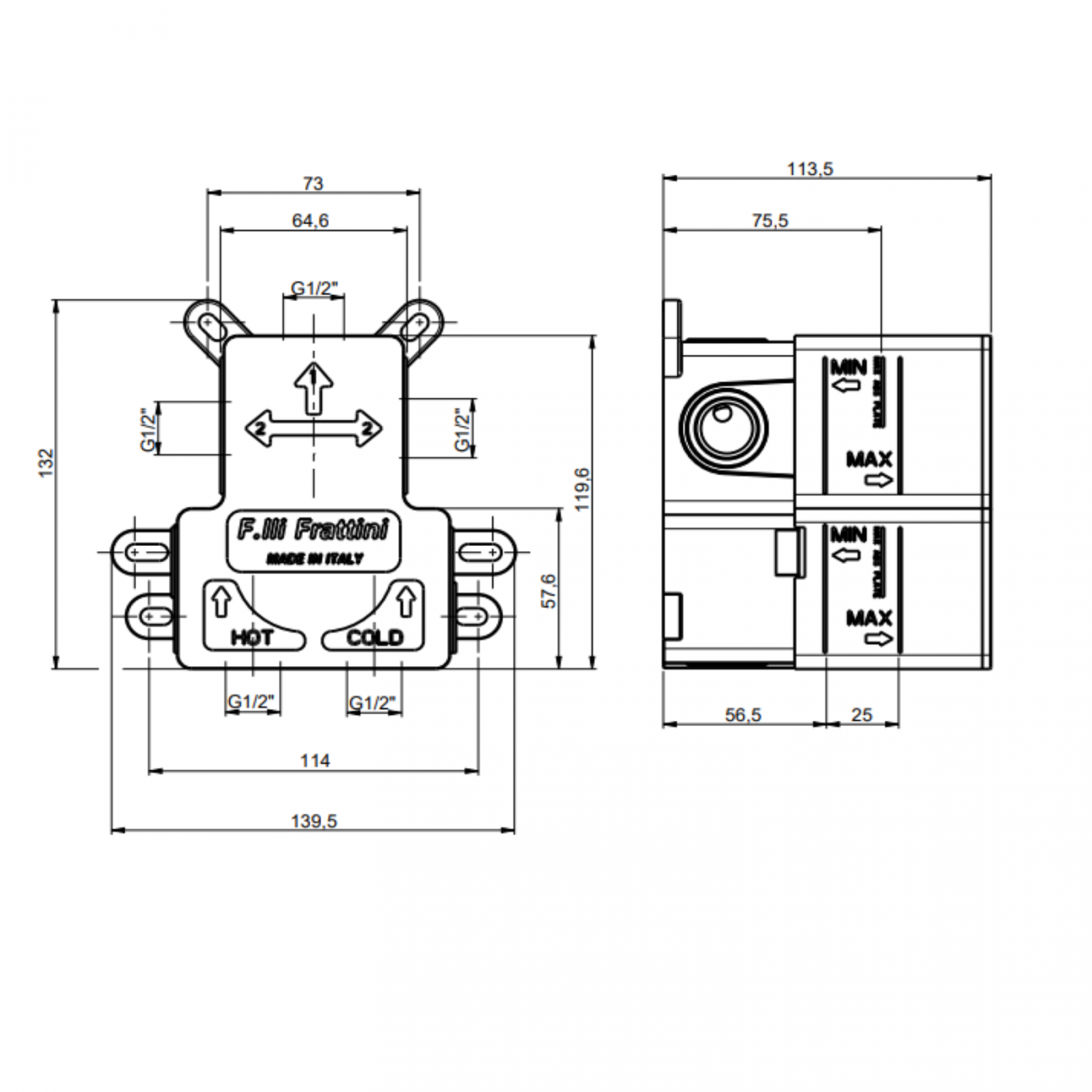 F.lli Frattini Pepe XL, Monocomando incasso a 1 via