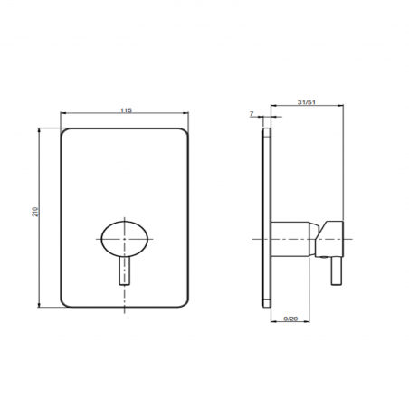 F.lli Frattini Pepe XL, Built-in single lever, ABS plate