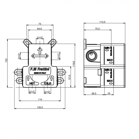F.lli Frattini Pepe XL, Built-in single lever, ABS plate