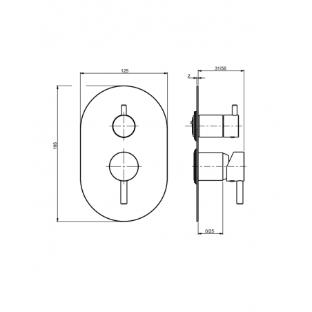 F.lli Frattini Pepe XL, Single lever recessed 2 way