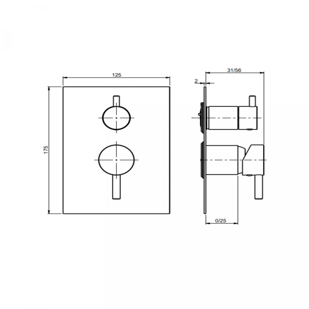 F.lli Frattini Pepe XL, Single lever recessed 2 way