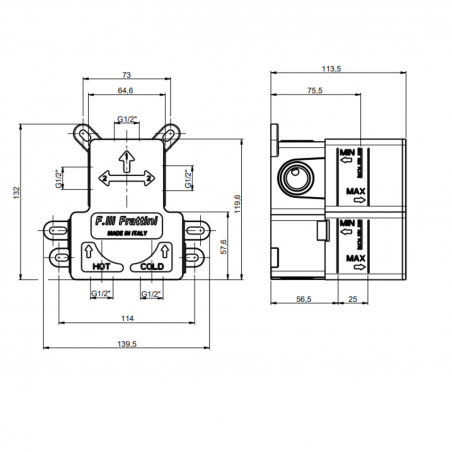 F.lli Frattini Pepe XL, Single lever recessed 2 way