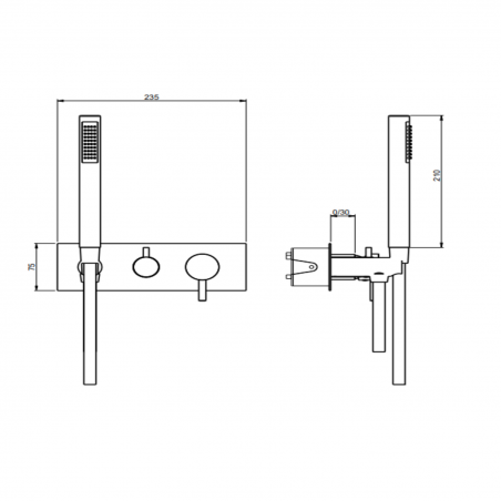 F.lli Frattini Pepe XL, Monocomando incasso a 2 vie, doccia fissa a riposo